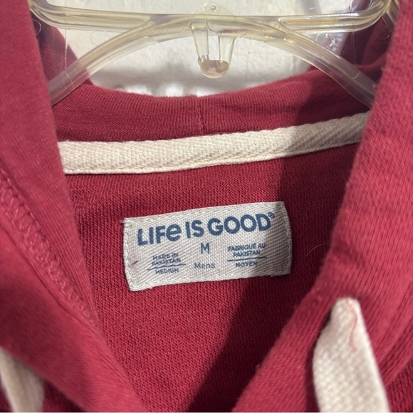 Life is Good Patriotic USA Flag Red Hoodie Sweatshirt Men's Medium Cotton Blend - Picture 4 of 8